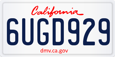 CA license plate 6UGD929