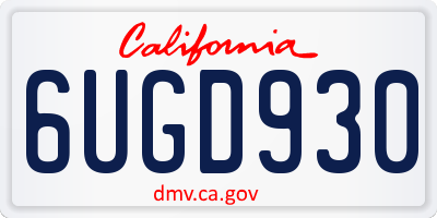 CA license plate 6UGD930