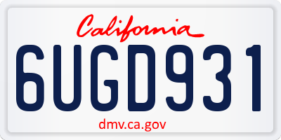 CA license plate 6UGD931
