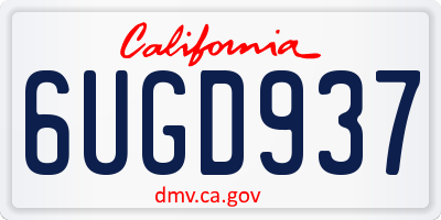 CA license plate 6UGD937