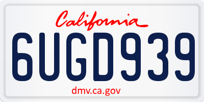 CA license plate 6UGD939