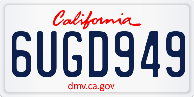 CA license plate 6UGD949