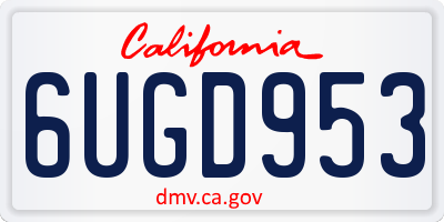 CA license plate 6UGD953