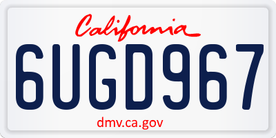 CA license plate 6UGD967