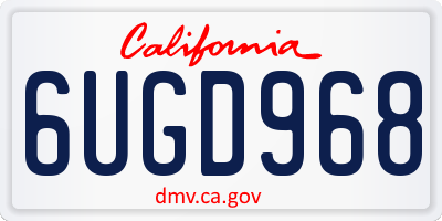CA license plate 6UGD968