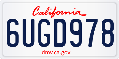 CA license plate 6UGD978