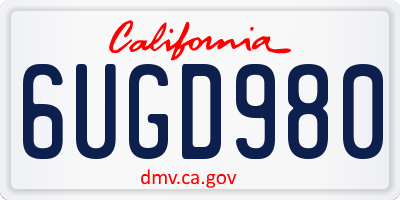 CA license plate 6UGD980