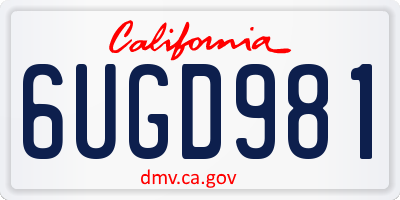 CA license plate 6UGD981
