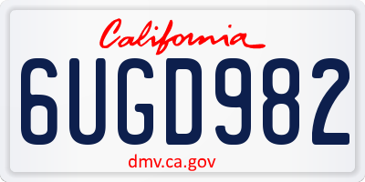 CA license plate 6UGD982