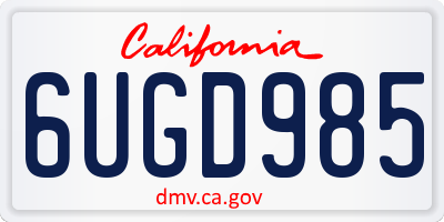 CA license plate 6UGD985
