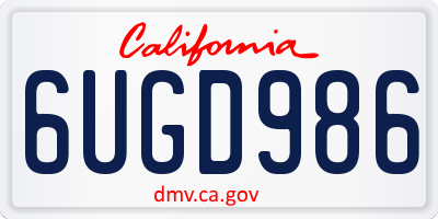 CA license plate 6UGD986