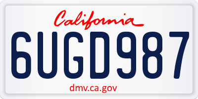 CA license plate 6UGD987