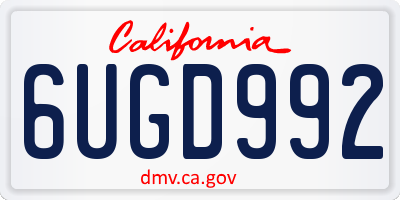 CA license plate 6UGD992