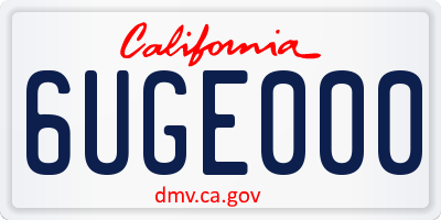 CA license plate 6UGE000