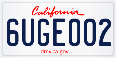 CA license plate 6UGE002