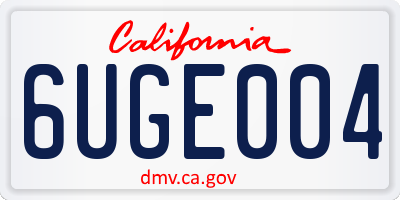 CA license plate 6UGE004