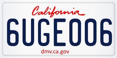 CA license plate 6UGE006