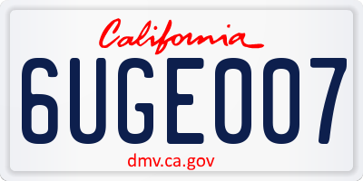 CA license plate 6UGE007