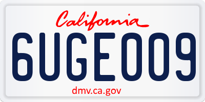 CA license plate 6UGE009