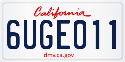 CA license plate 6UGE011