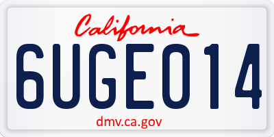 CA license plate 6UGE014