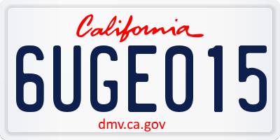 CA license plate 6UGE015