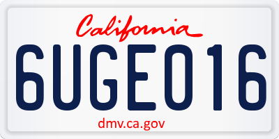CA license plate 6UGE016