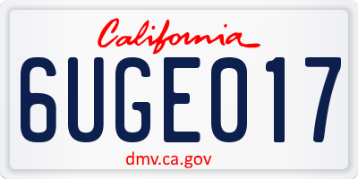 CA license plate 6UGE017