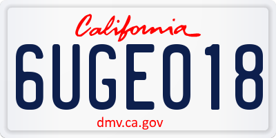 CA license plate 6UGE018