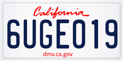 CA license plate 6UGE019