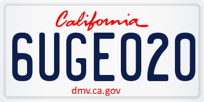 CA license plate 6UGE020