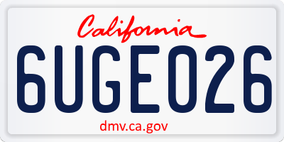 CA license plate 6UGE026