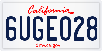 CA license plate 6UGE028