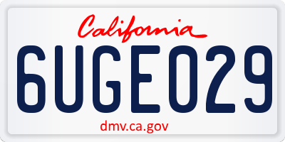 CA license plate 6UGE029