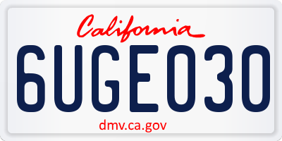 CA license plate 6UGE030