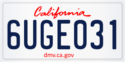 CA license plate 6UGE031