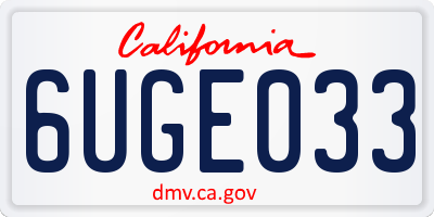 CA license plate 6UGE033