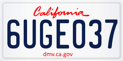 CA license plate 6UGE037