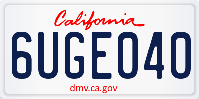 CA license plate 6UGE040