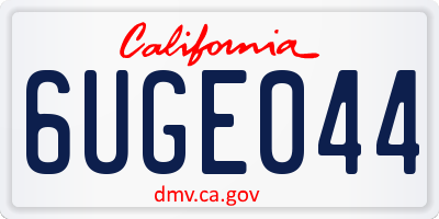 CA license plate 6UGE044