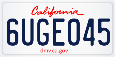 CA license plate 6UGE045