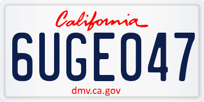 CA license plate 6UGE047