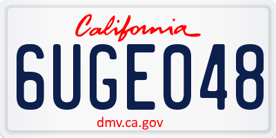 CA license plate 6UGE048