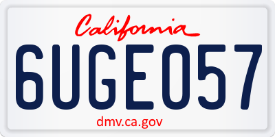 CA license plate 6UGE057