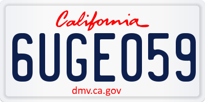 CA license plate 6UGE059