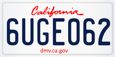 CA license plate 6UGE062