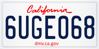 CA license plate 6UGE068