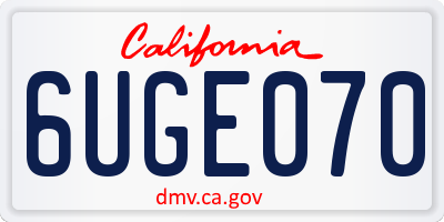 CA license plate 6UGE070