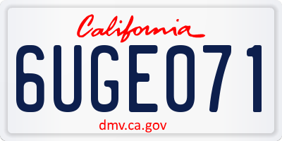 CA license plate 6UGE071
