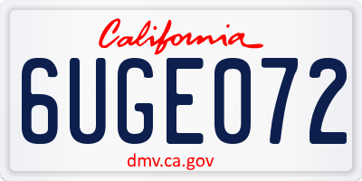 CA license plate 6UGE072